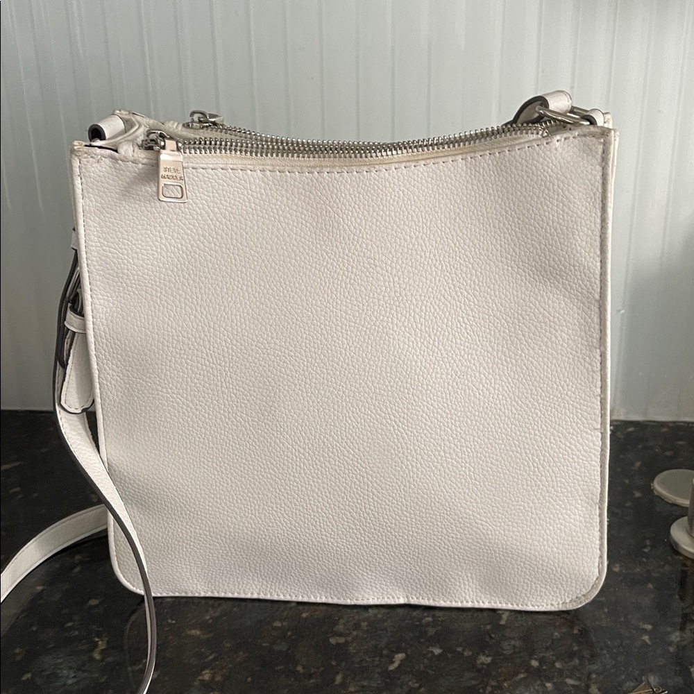 Steve Madden Ivory Quilted crossbody leather Bag triple entry - Picture 3 of 5